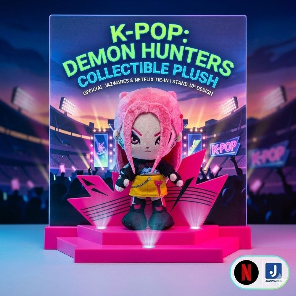 Netflix K-Pop Demon Hunters Plush Pink Hair Girl Anime Stuffed Toy Jazwares MINT
